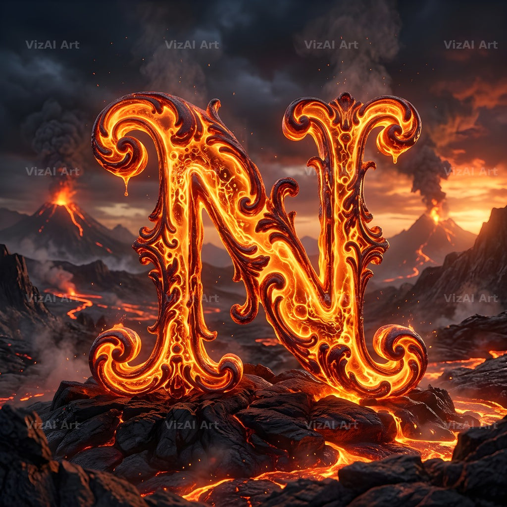 Volcanic Ember alphabet letter N