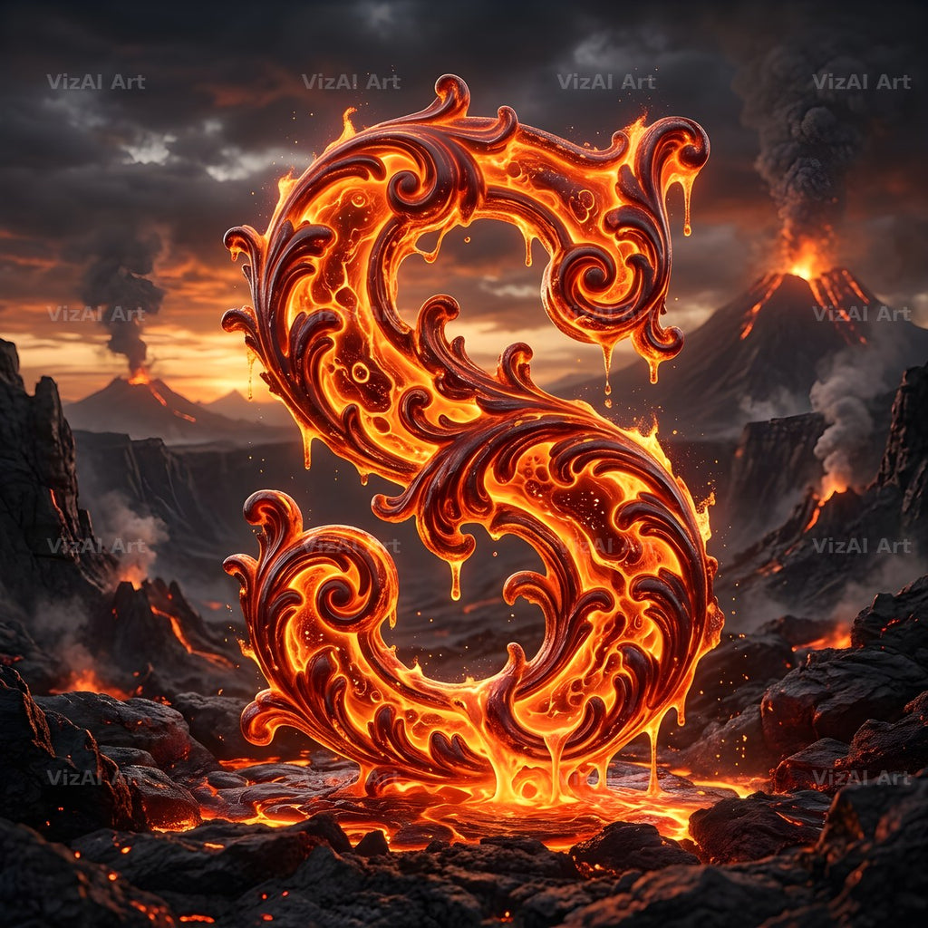Volcanic Ember alphabet letter S
