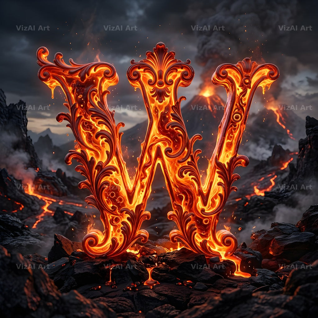 Volcanic Ember alphabet letter W