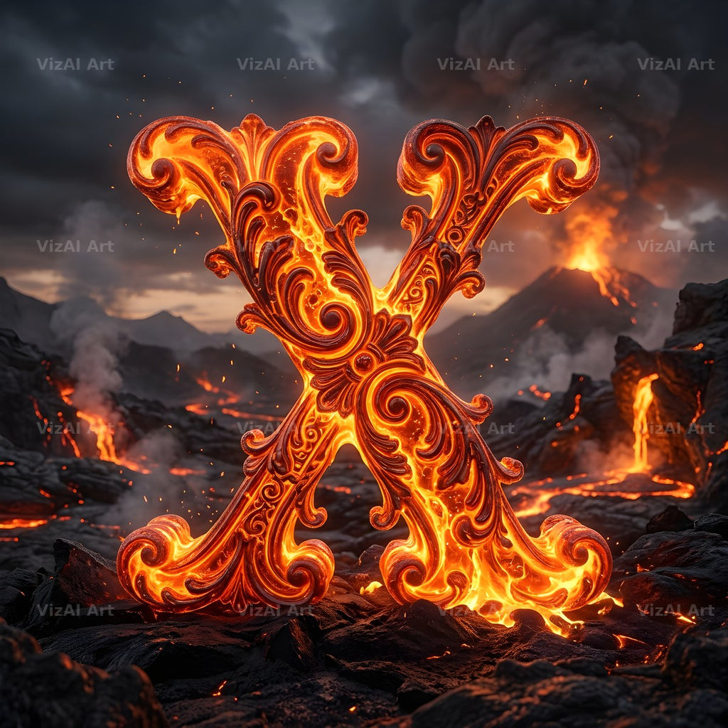 Volcanic Ember alphabet letter X