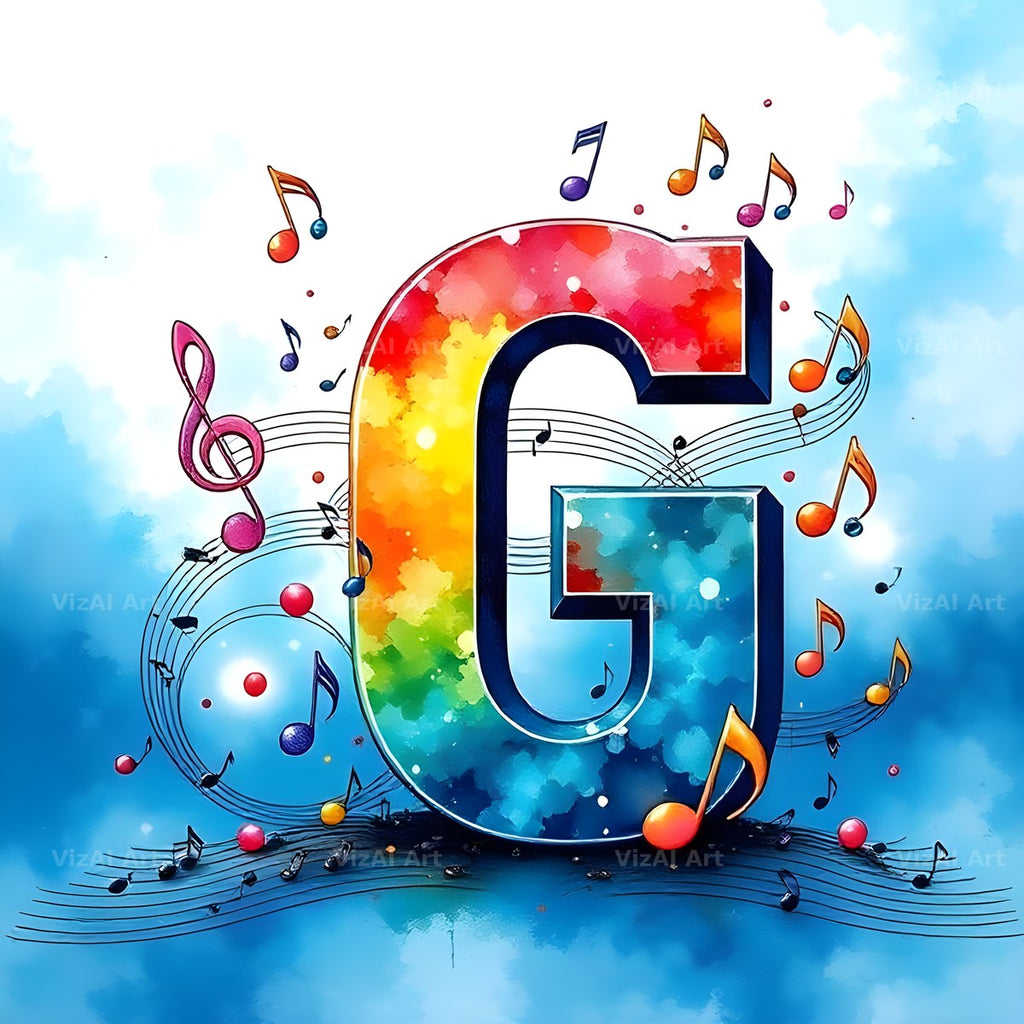 Watercolour Music Note alphabet letter G