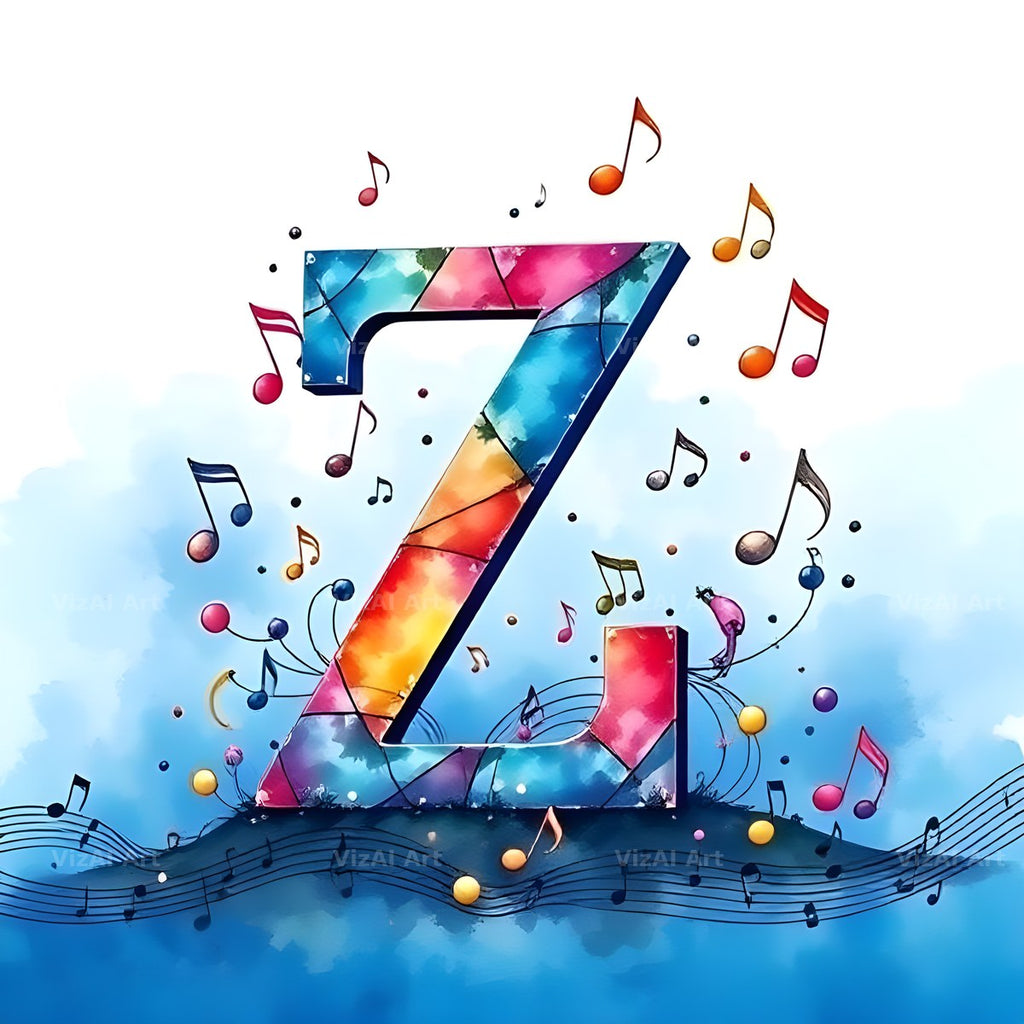 Watercolour Music Note alphabet letter Z
