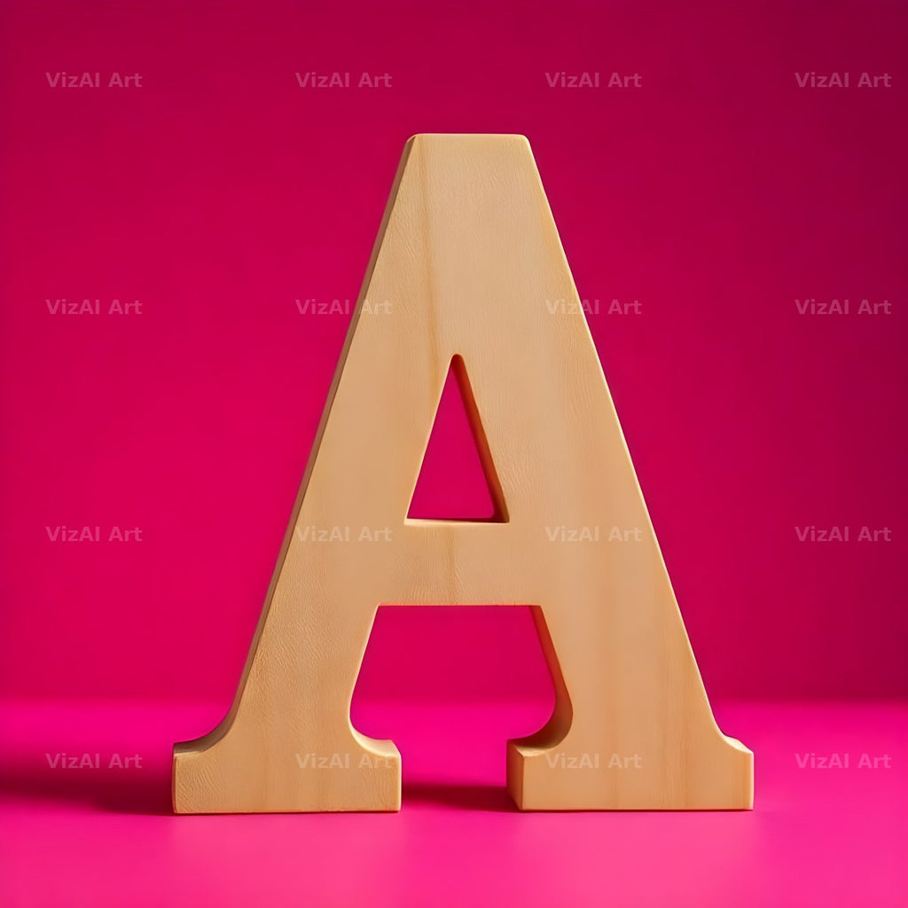 Wood Block Pink alphabet letter A