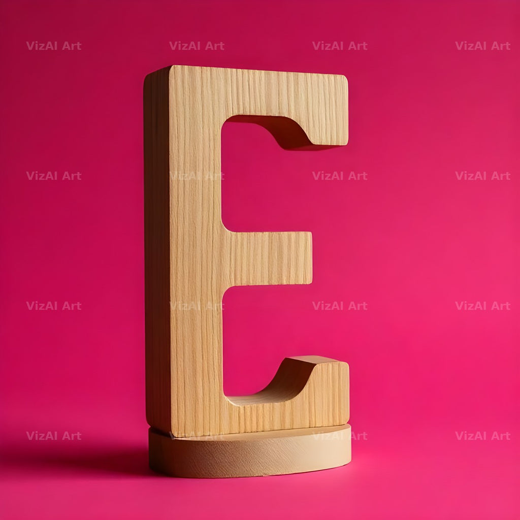 Wood Block Pink alphabet letter E