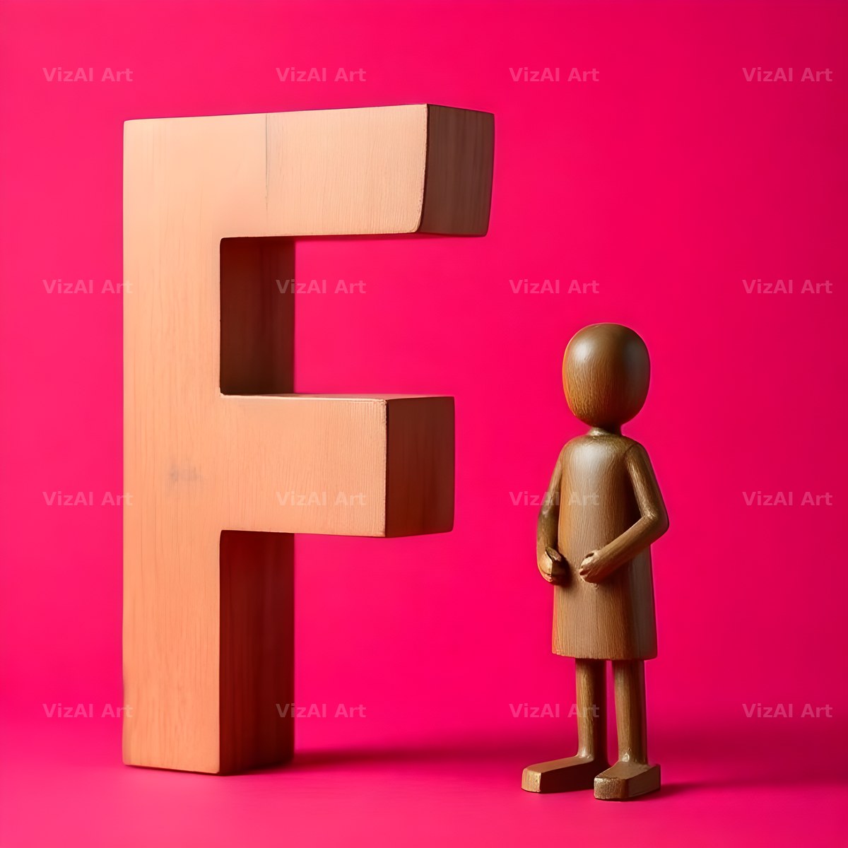 Wood Block Pink alphabet letter F