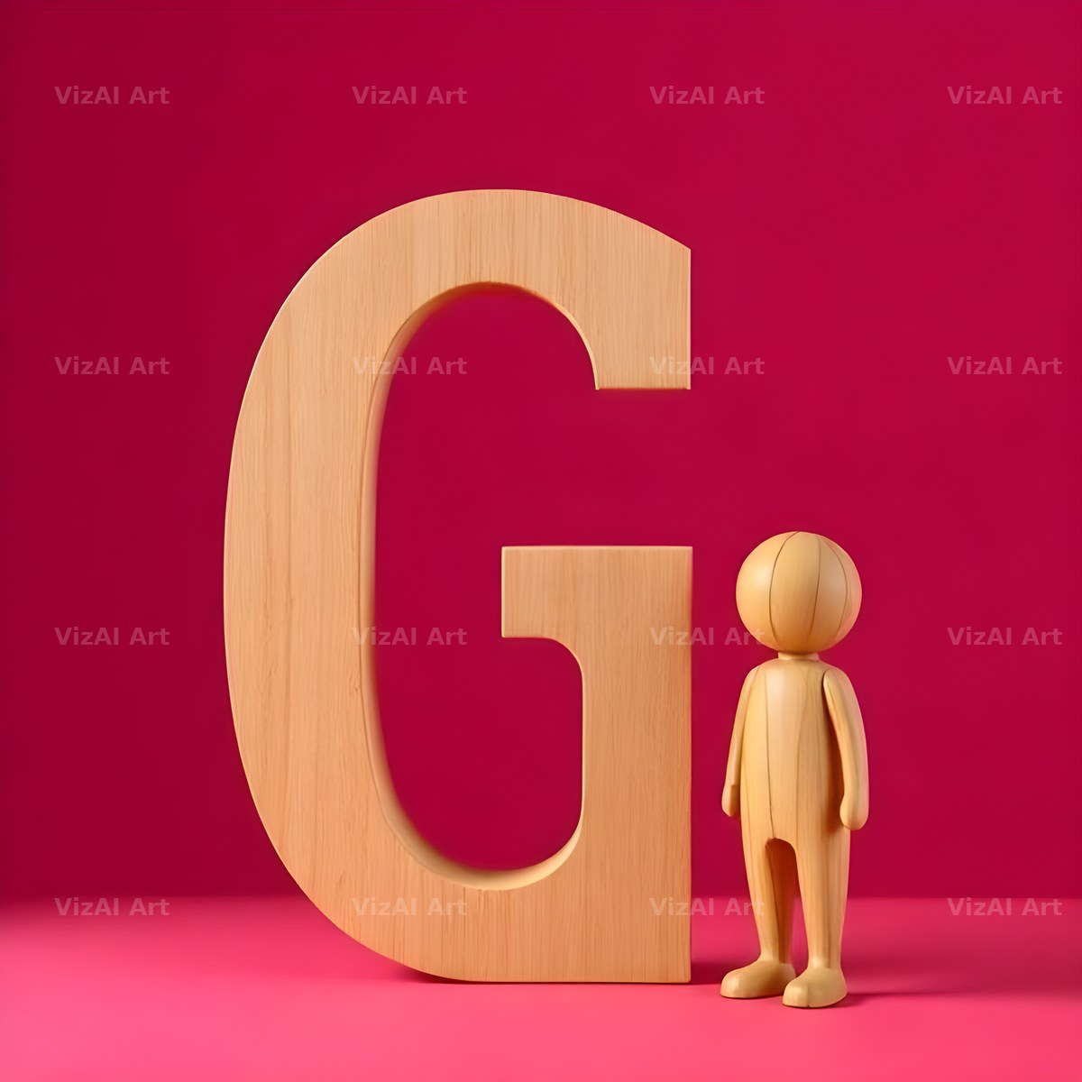 Wood Block Pink alphabet letter G