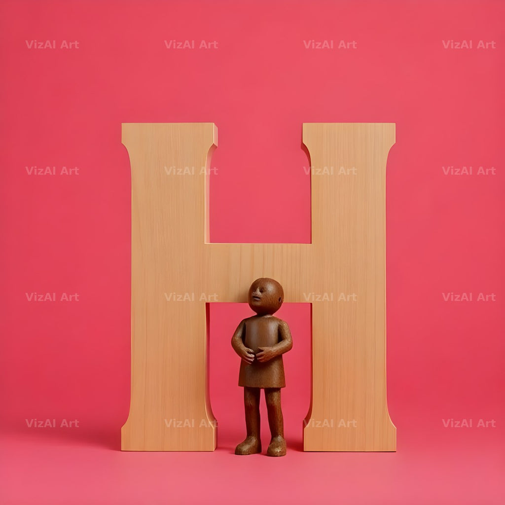 Wood Block Pink alphabet letter H