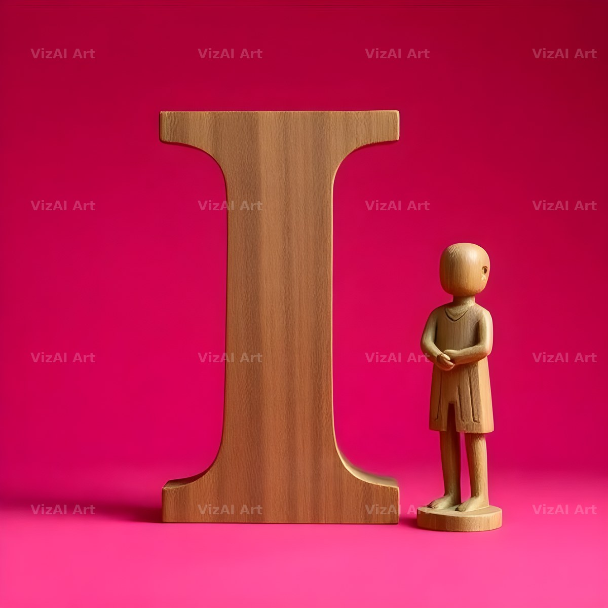 Wood Block Pink alphabet letter I
