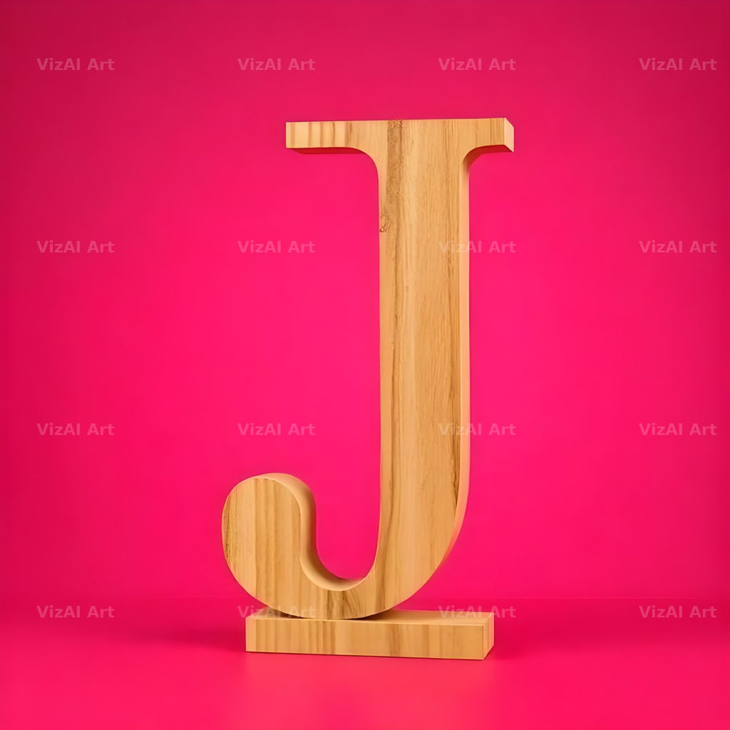 Wood Block Pink alphabet letter J