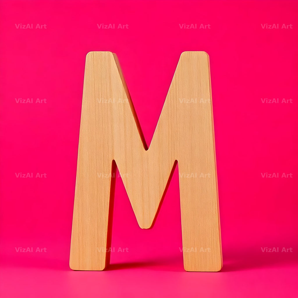 Wood Block Pink alphabet letter M