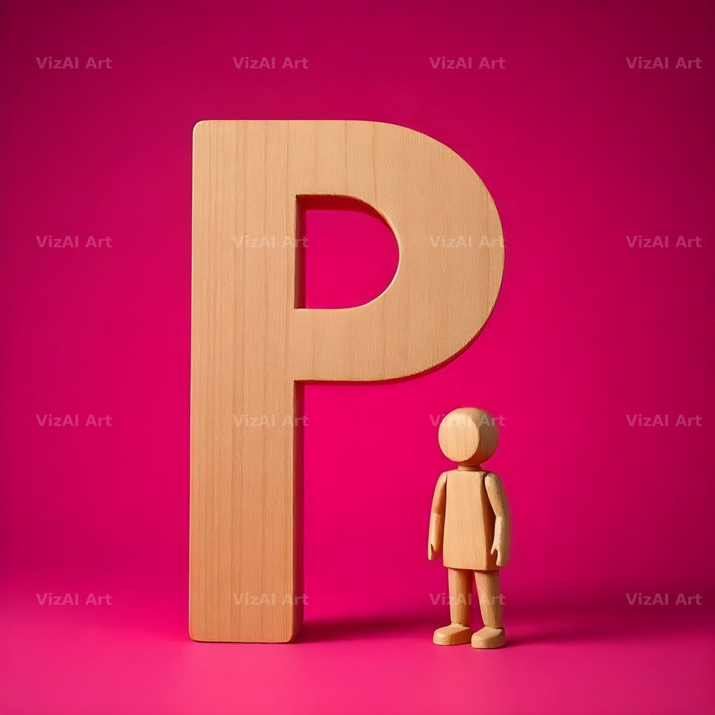 Wood Block Pink alphabet letter P