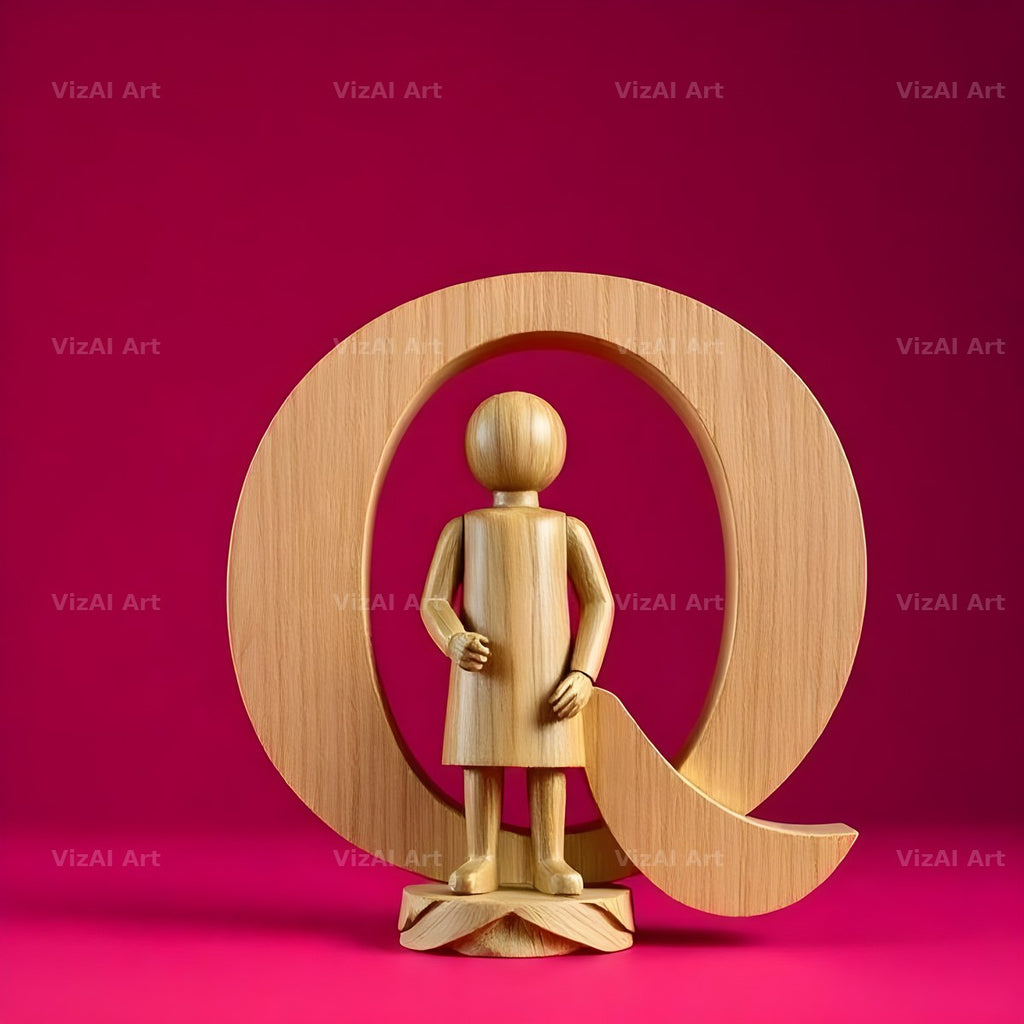 Wood Block Pink alphabet letter Q