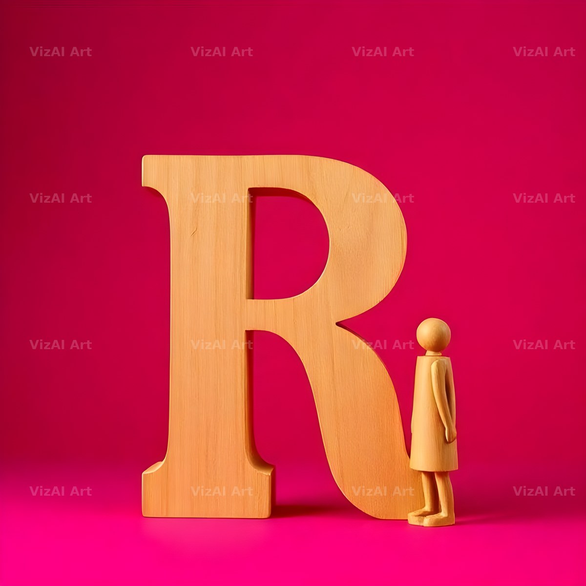 Wood Block Pink alphabet letter R