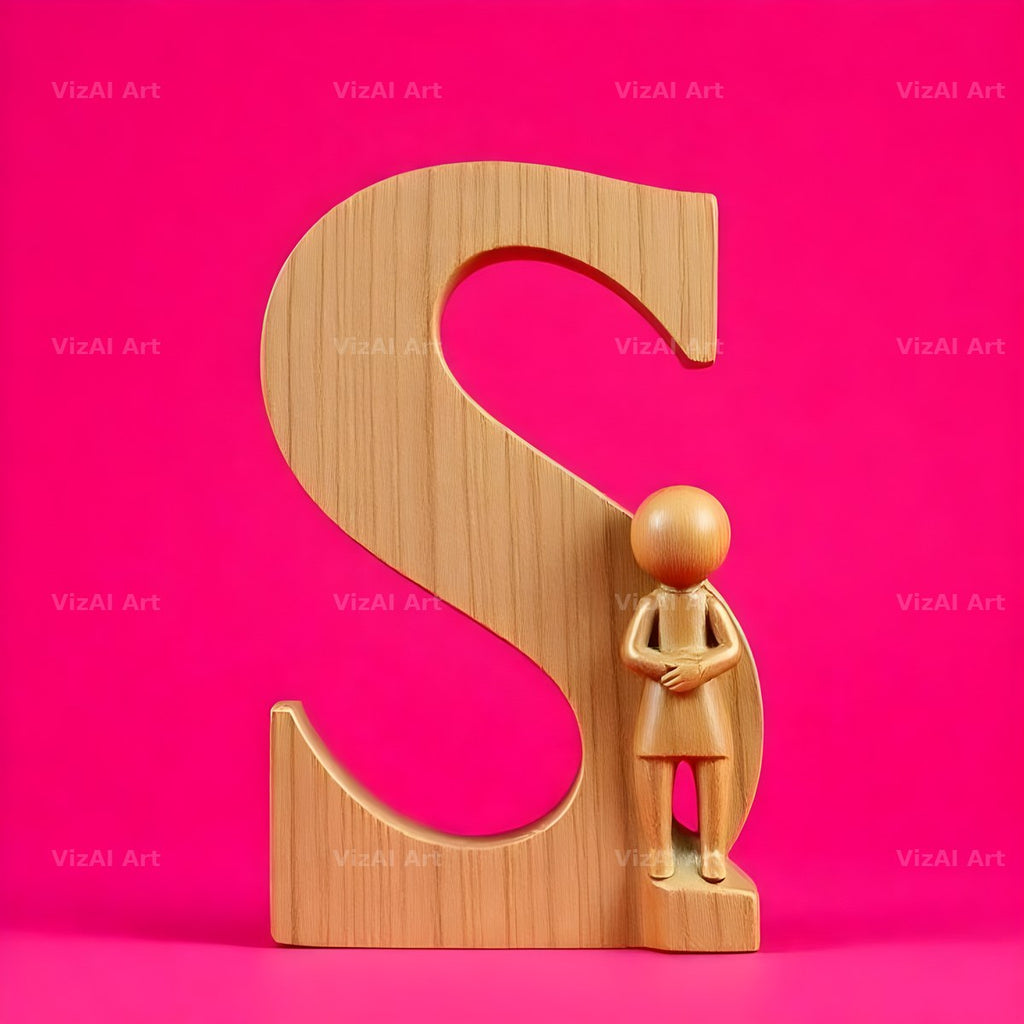 Wood Block Pink alphabet letter S