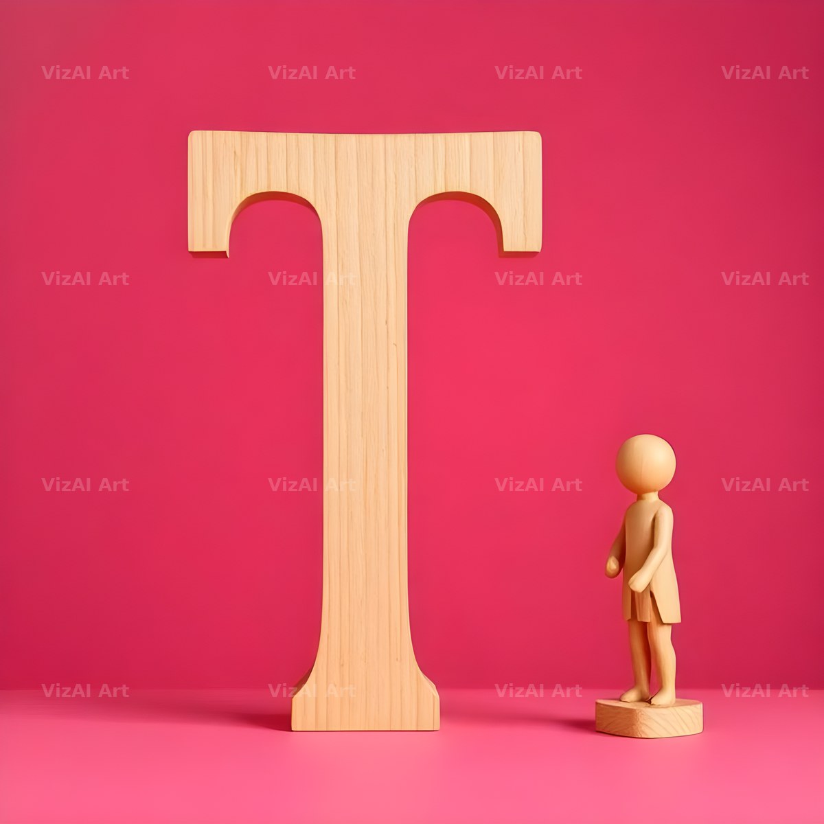 Wood Block Pink alphabet letter T