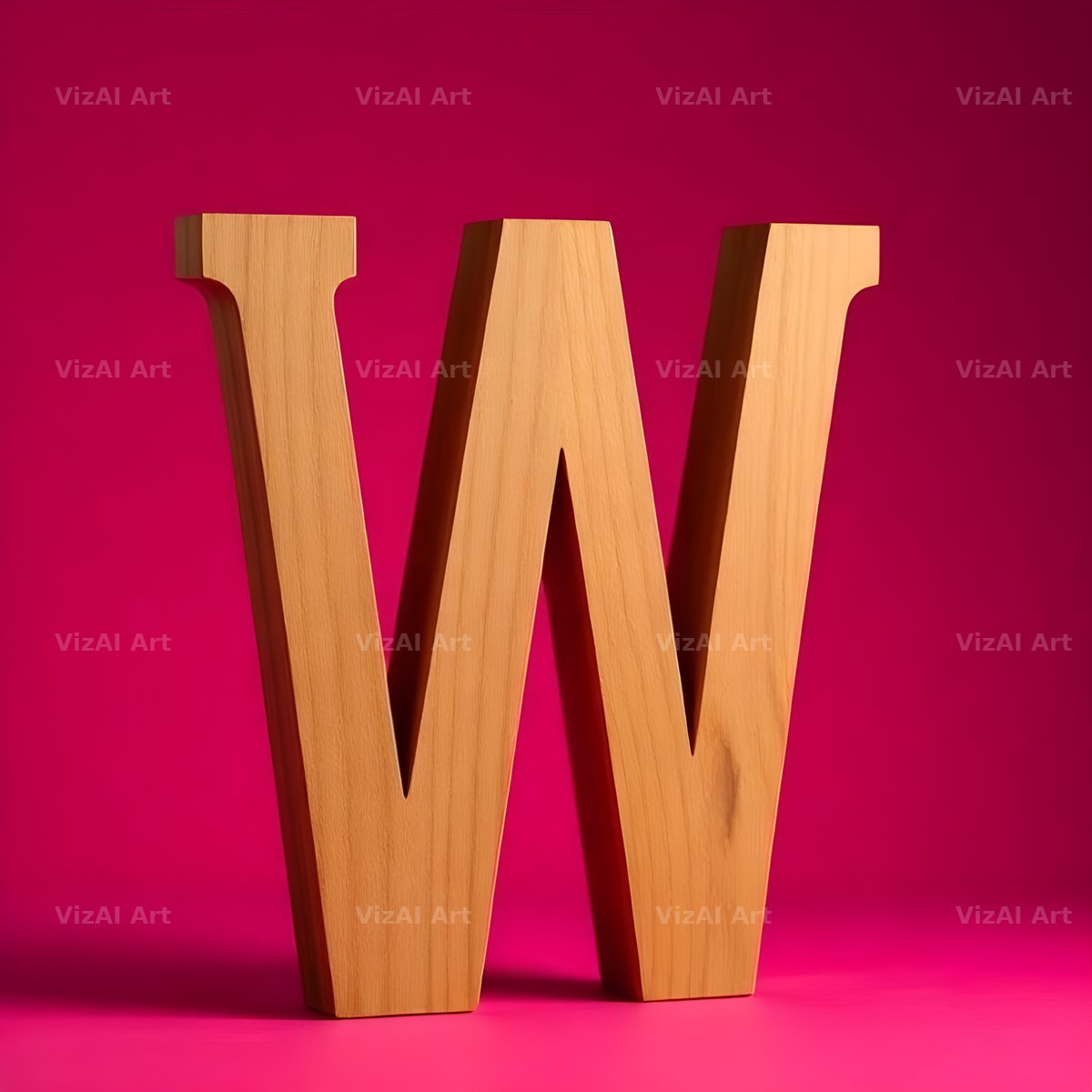 Wood Block Pink alphabet letter W