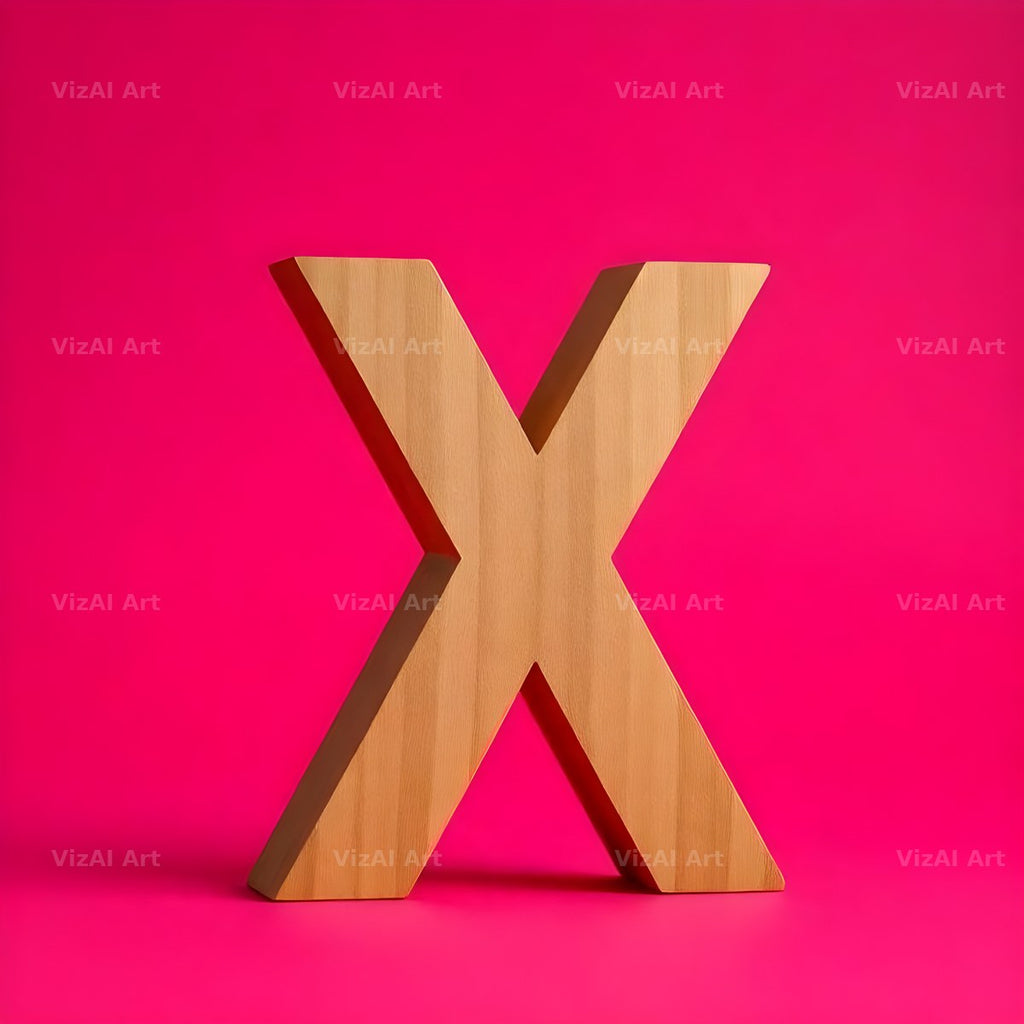 Wood Block Pink alphabet letter X