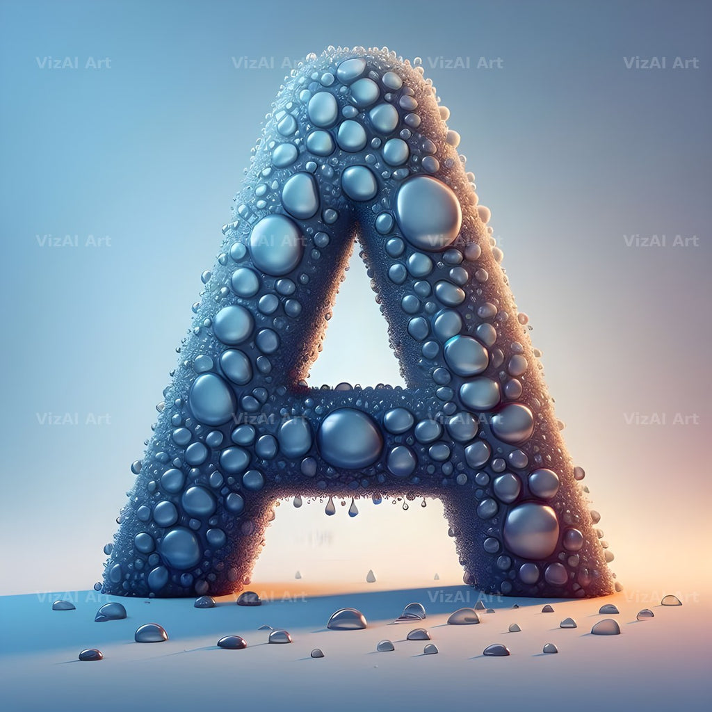 Water Droplet alphabet letter A