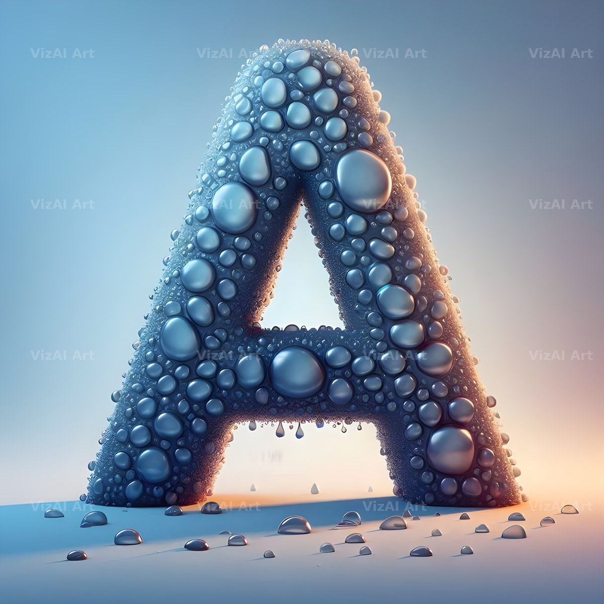 Water Droplet alphabet letter A
