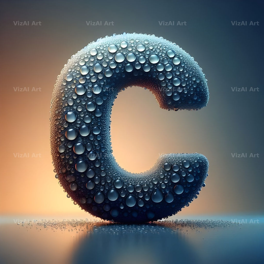 Water Droplet alphabet letter C