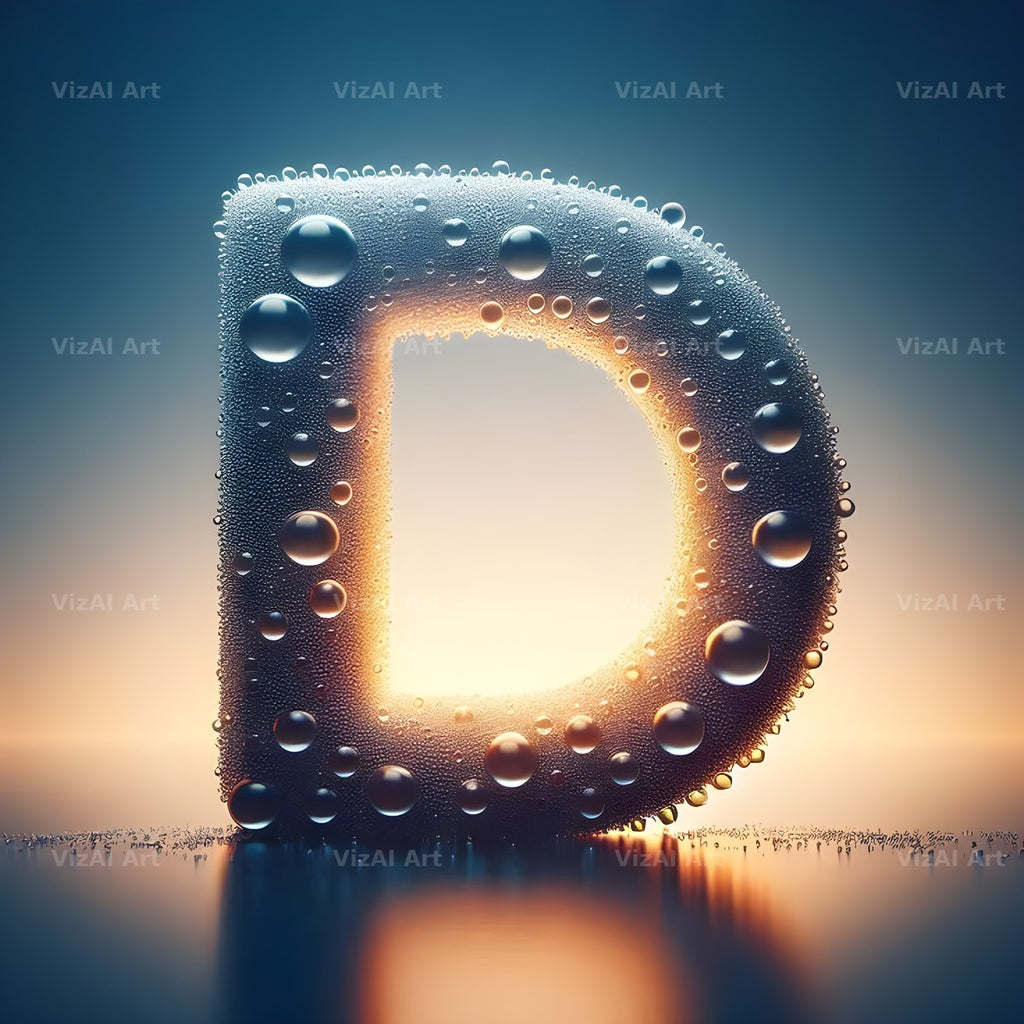 Water Droplet alphabet letter D