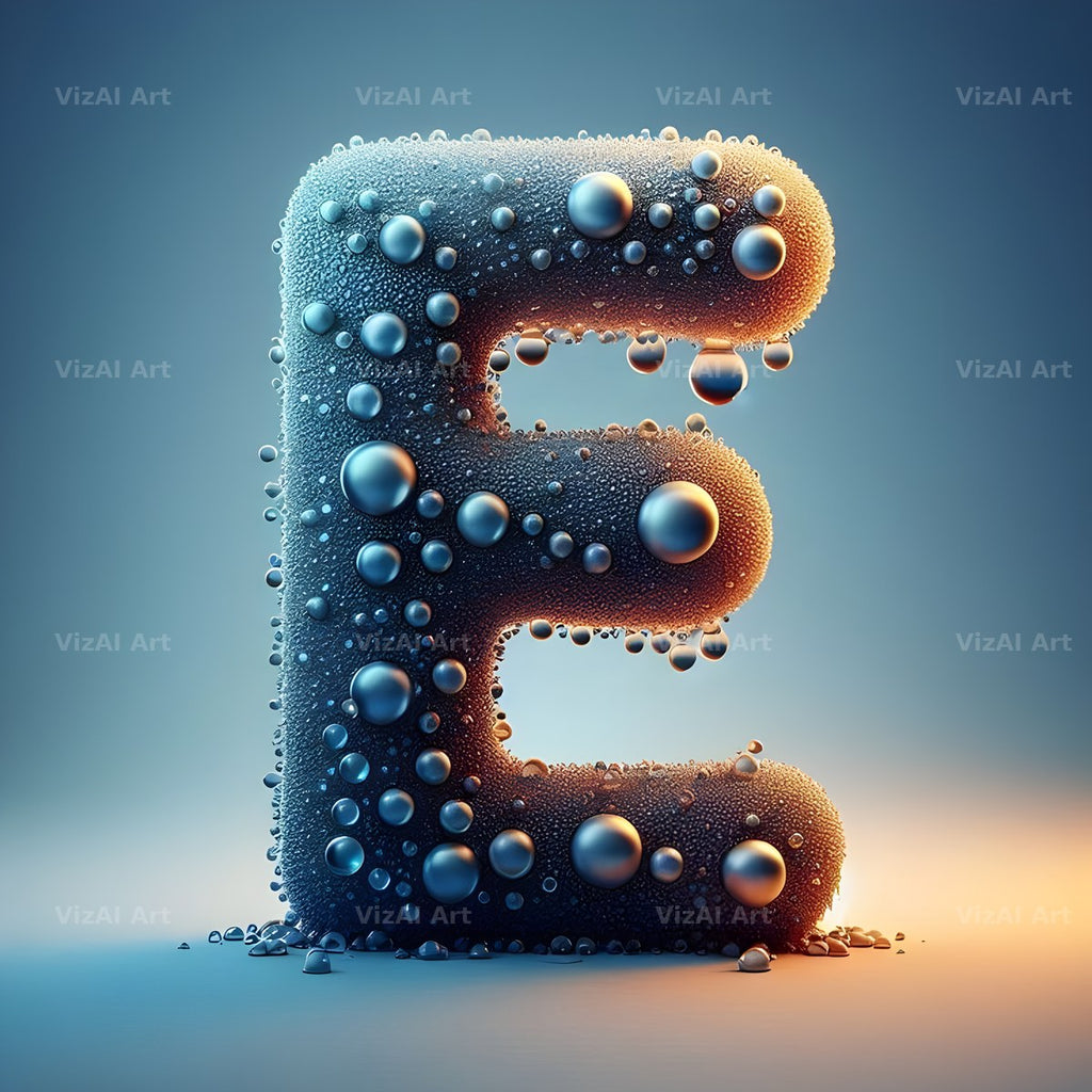 Water Droplet alphabet letter E