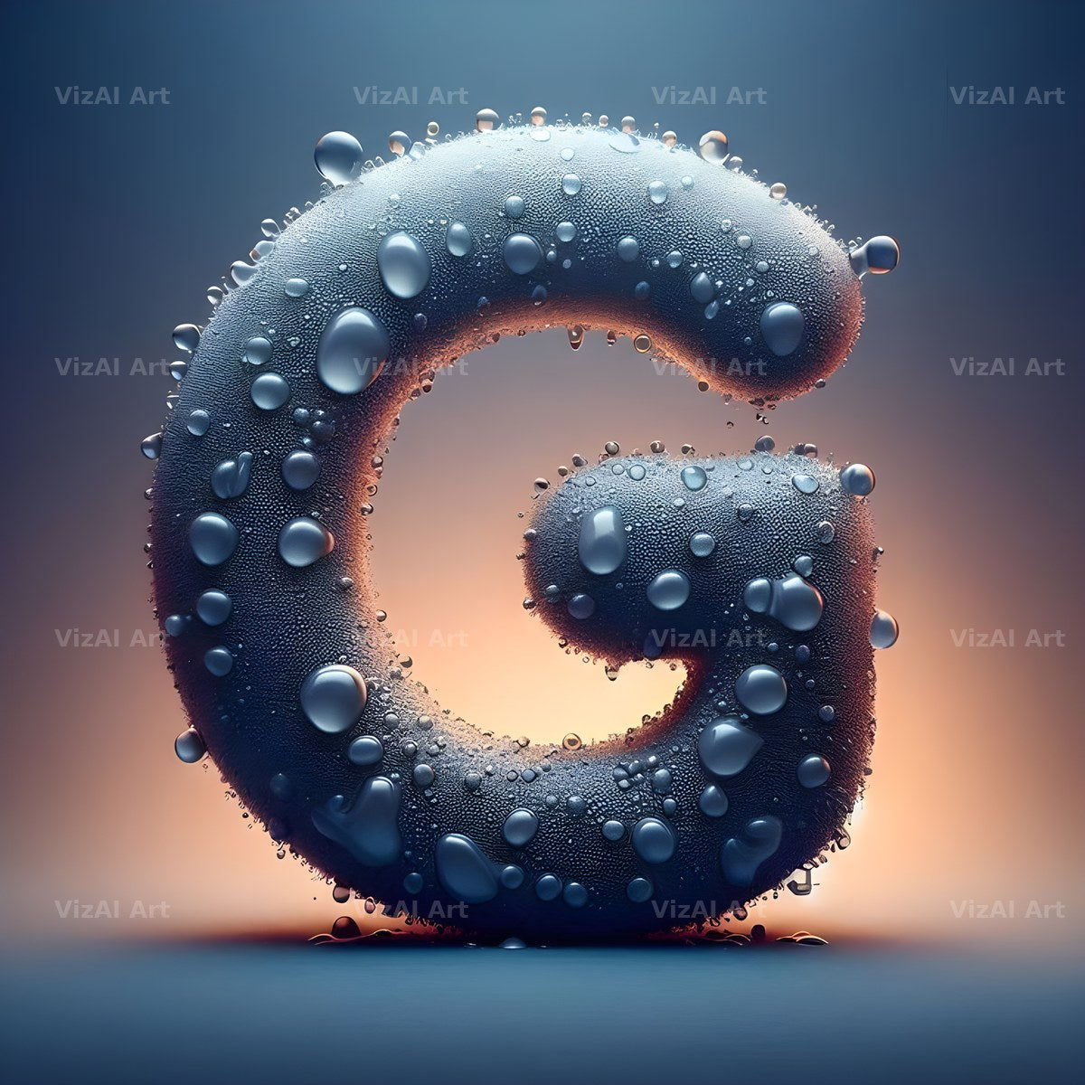 Water Droplet alphabet letter G