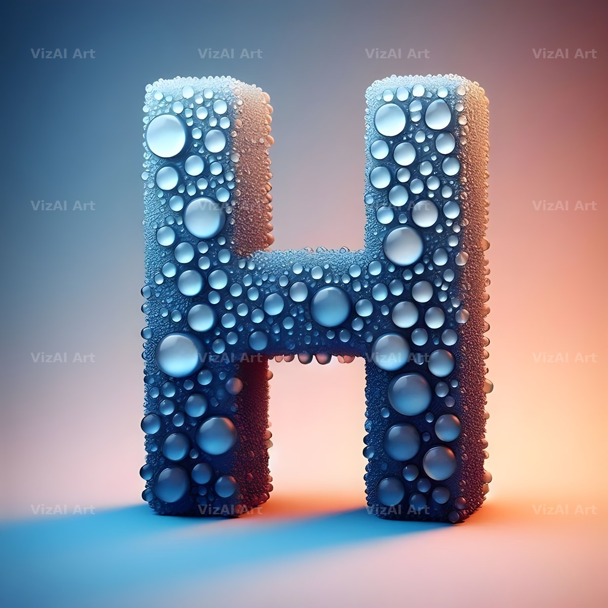 Water Droplet alphabet letter H