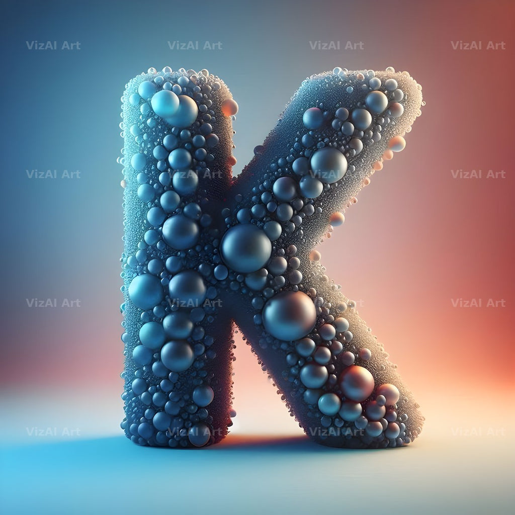 Water Droplet alphabet letter K