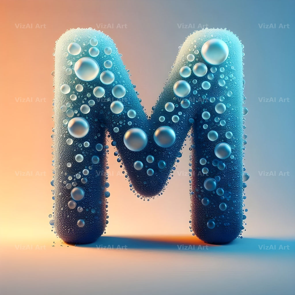 Water Droplet alphabet letter M