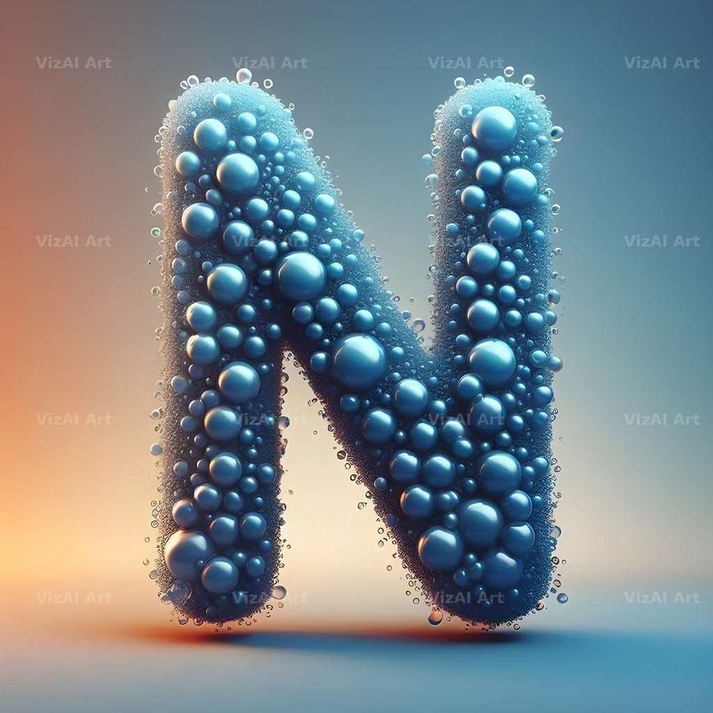 Water Droplet alphabet letter N