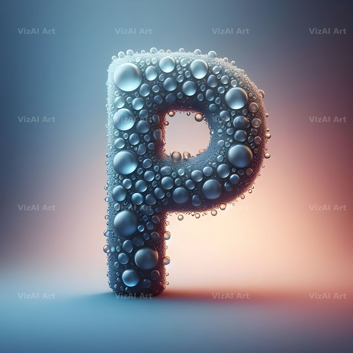 Water Droplet alphabet letter P