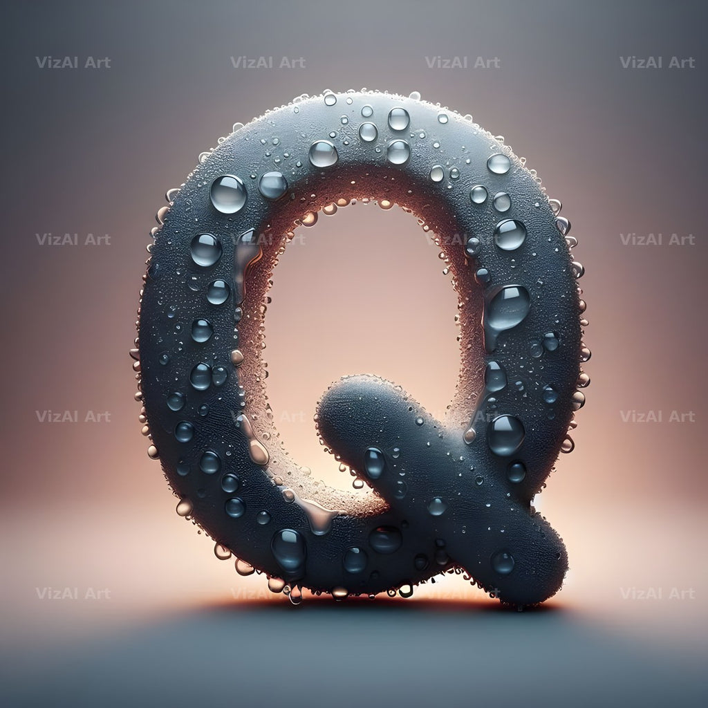 Water Droplet alphabet letter Q