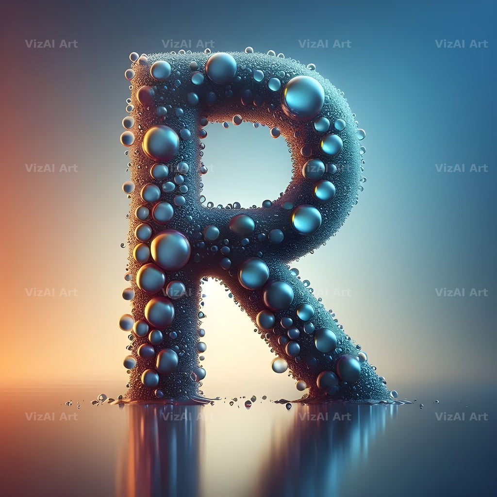 Water Droplet alphabet letter R