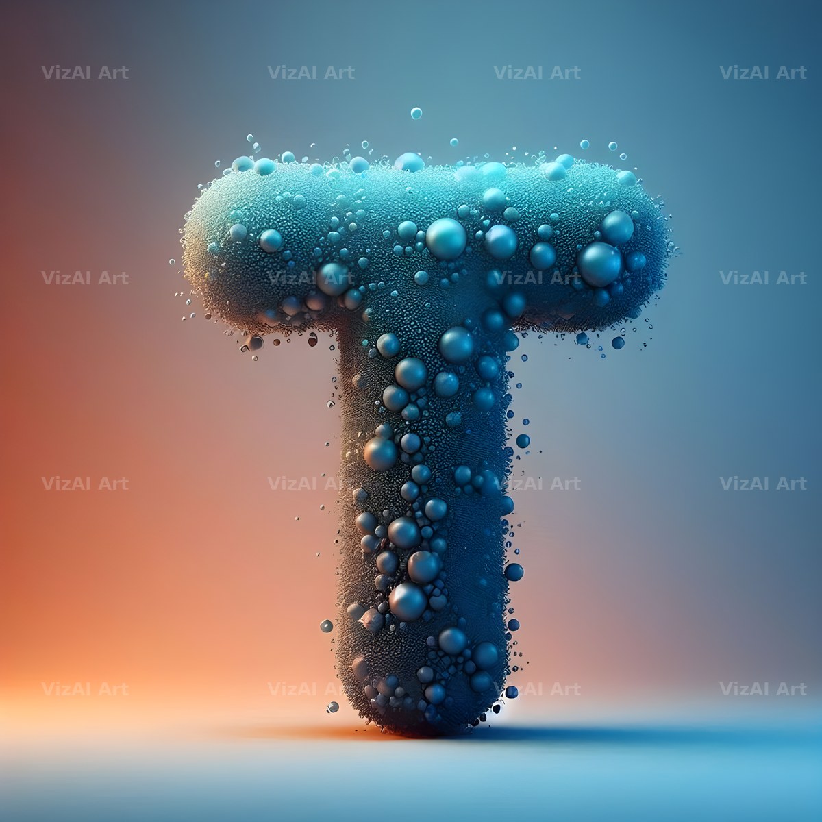 Water Droplet alphabet letter T