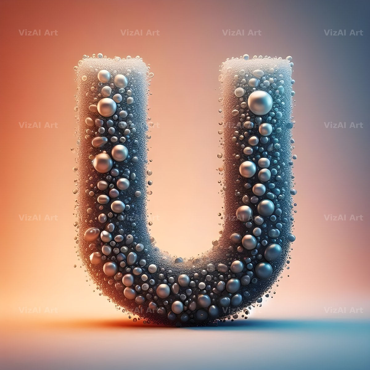 Water Droplet alphabet letter U