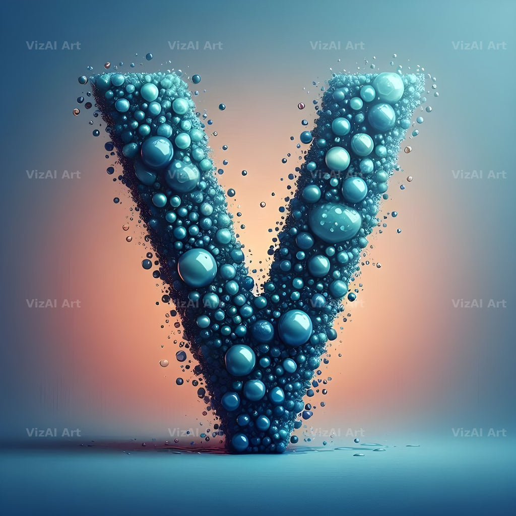 Water Droplet alphabet letter V