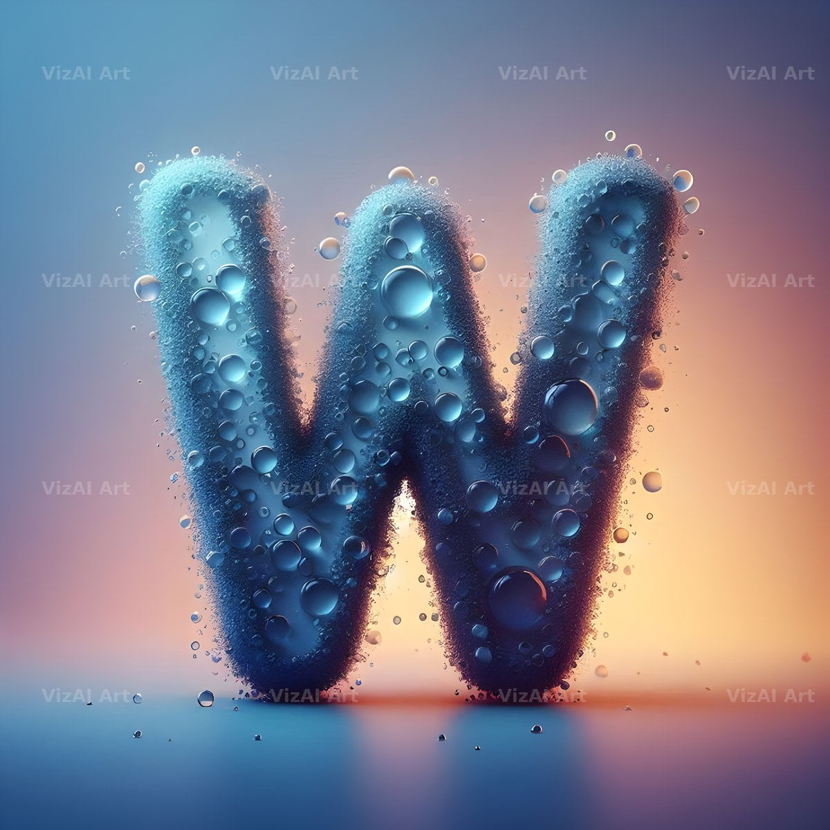 Water Droplet alphabet letter W
