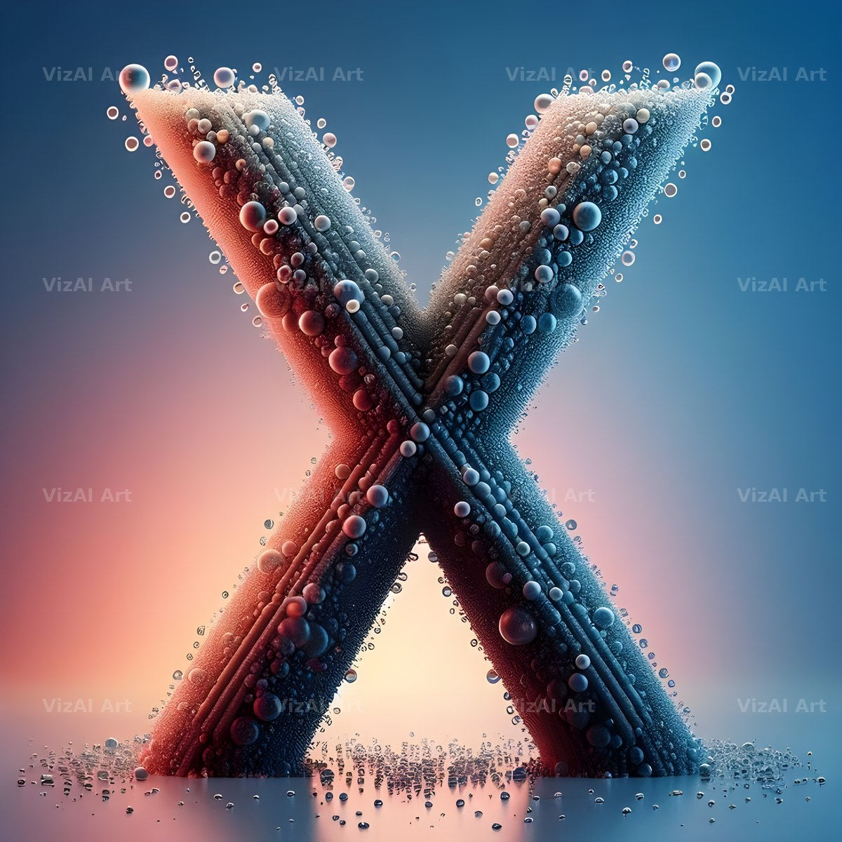 Water Droplet alphabet letter X