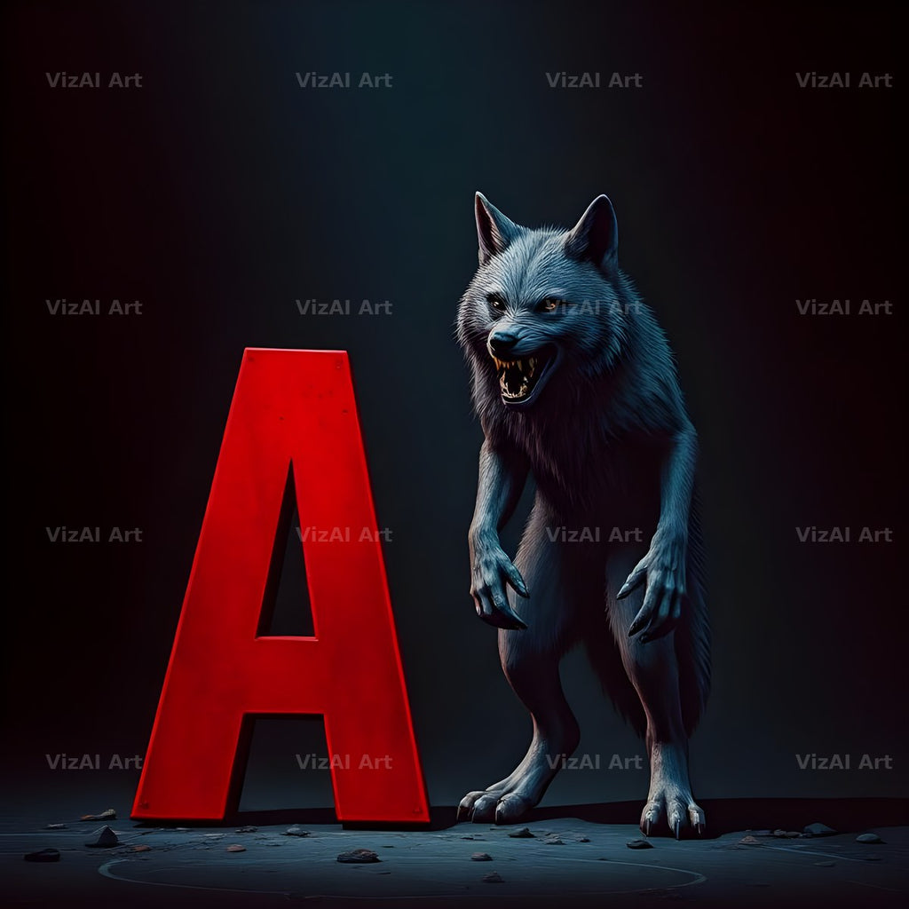 Werewolf Moonlit alphabet letter A