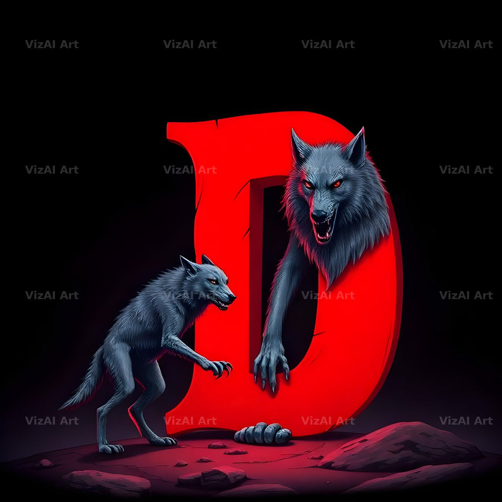 Werewolf Moonlit alphabet letter D