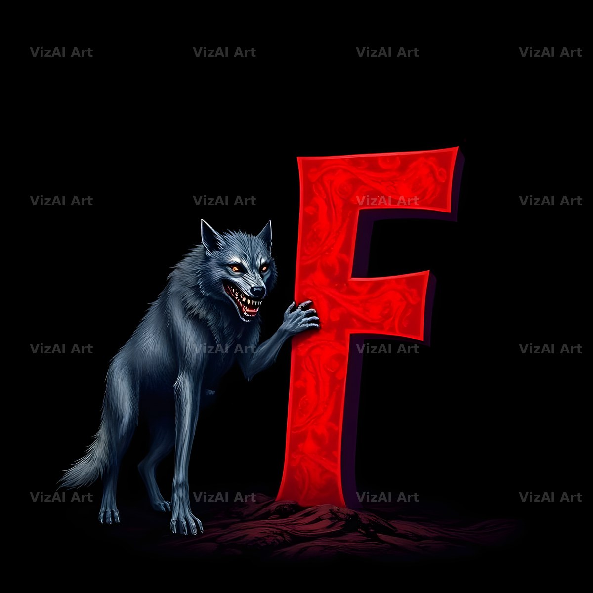 Werewolf Moonlit alphabet letter F