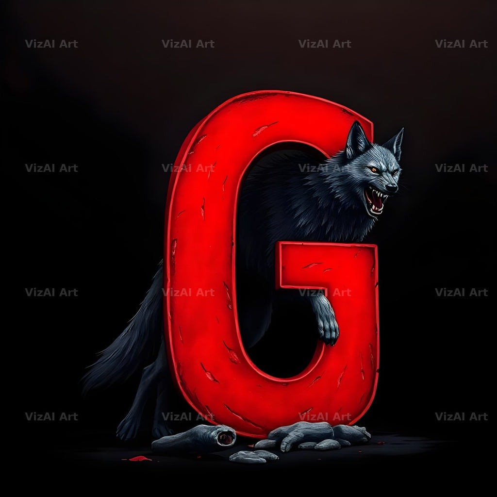 Werewolf Moonlit alphabet letter G