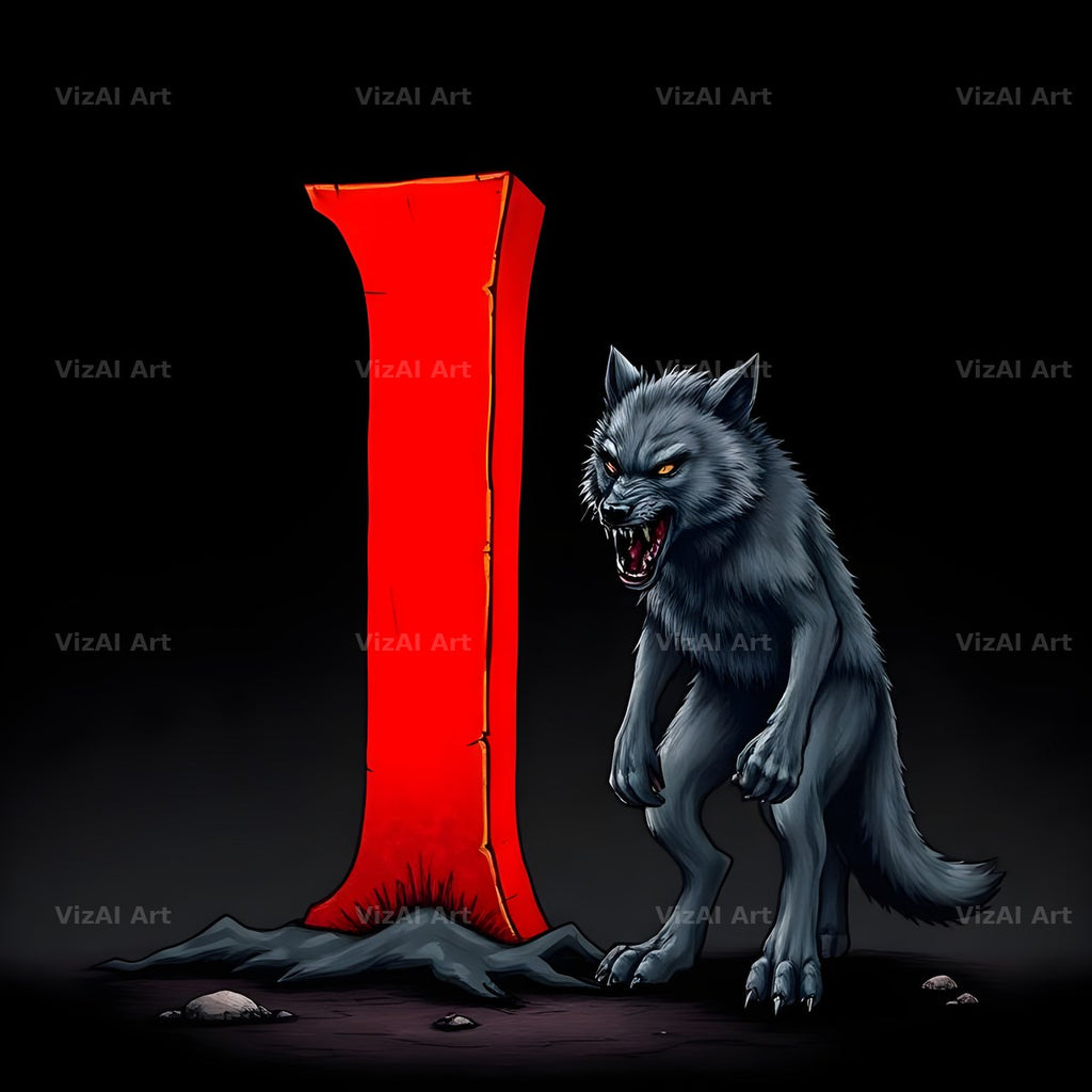 Werewolf Moonlit alphabet letter I