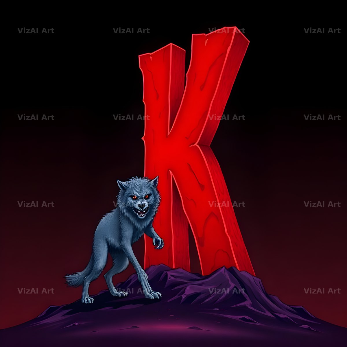 Werewolf Moonlit alphabet letter K