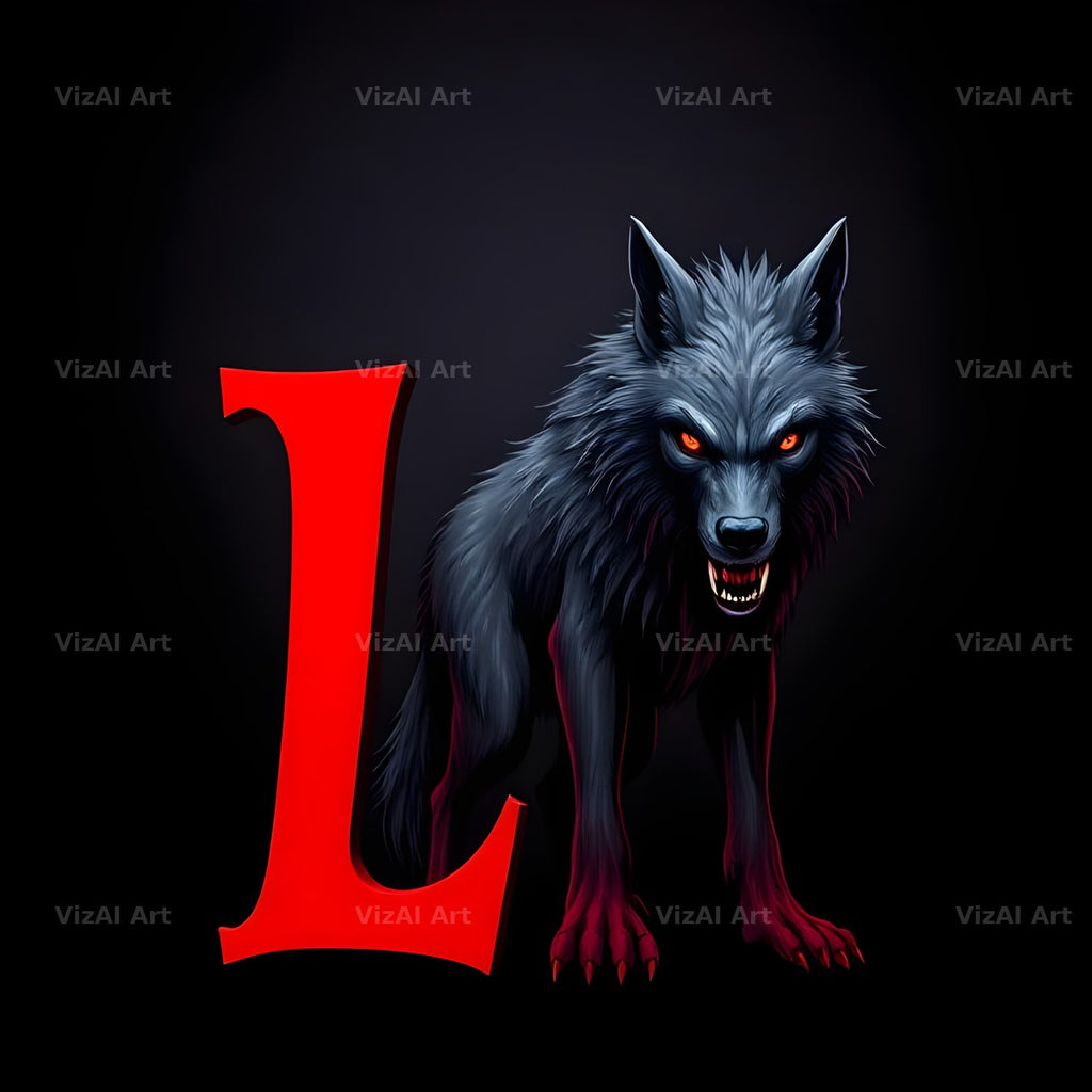 Werewolf Moonlit alphabet letter L