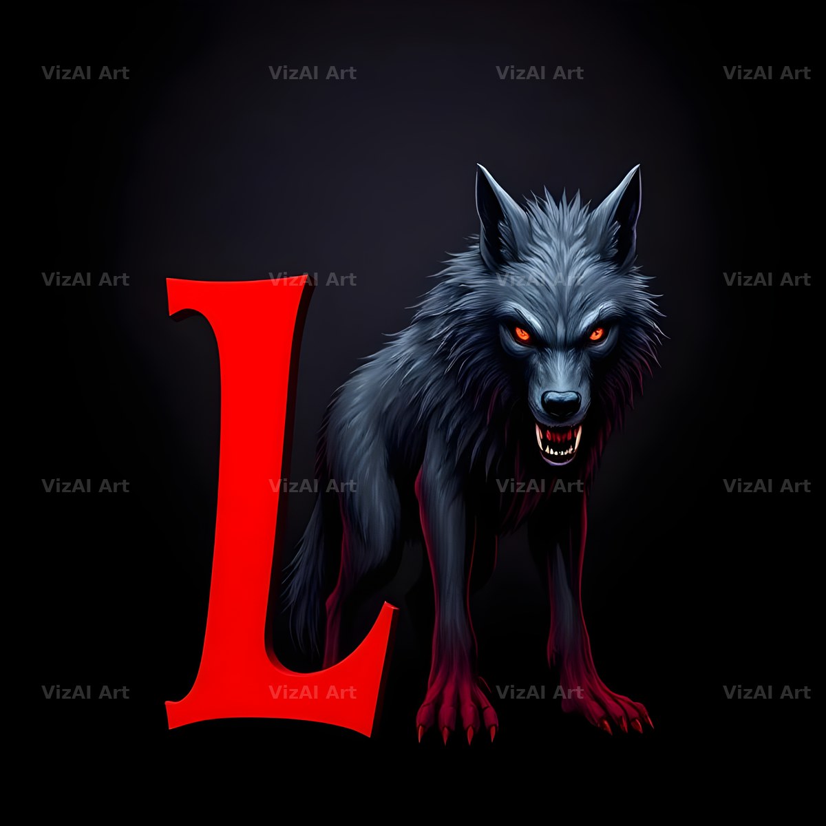 Werewolf Moonlit alphabet letter L