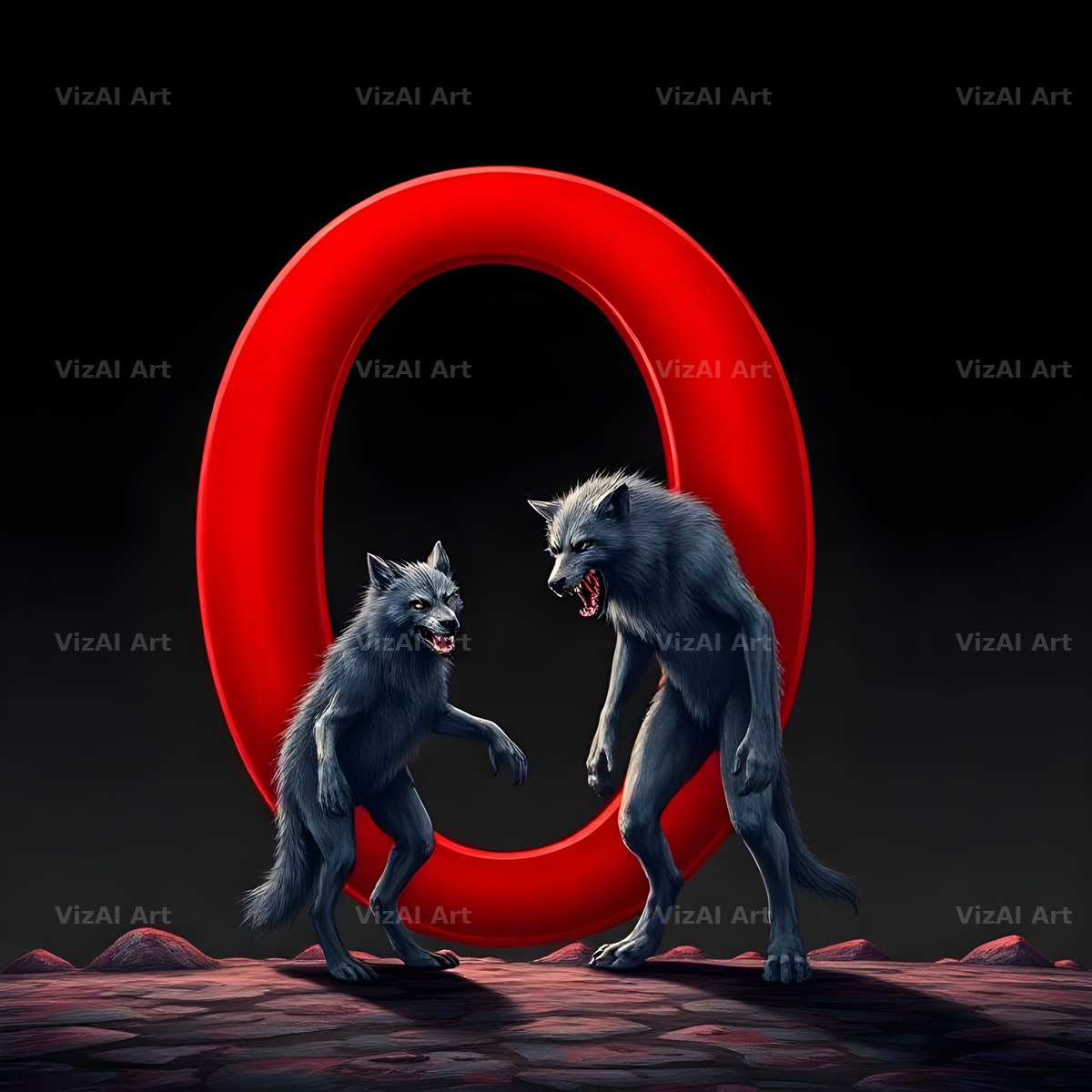 Werewolf Moonlit alphabet letter O