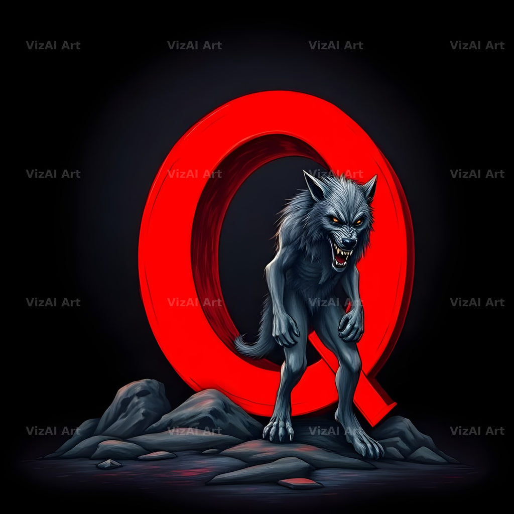 Werewolf Moonlit alphabet letter Q