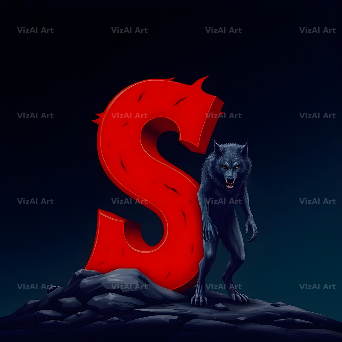 Werewolf Moonlit alphabet letter S
